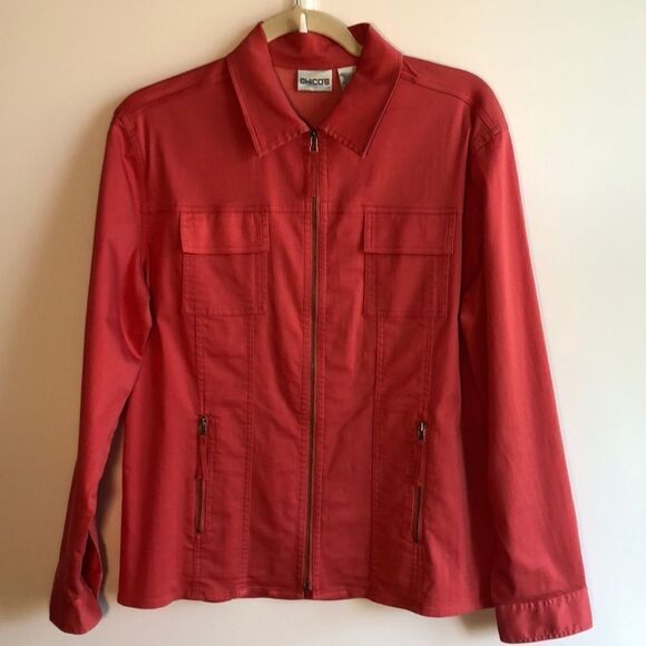 Chico's Jackets & Blazers - Chico’s zipped jacket, orange, size 1 (medium/8)